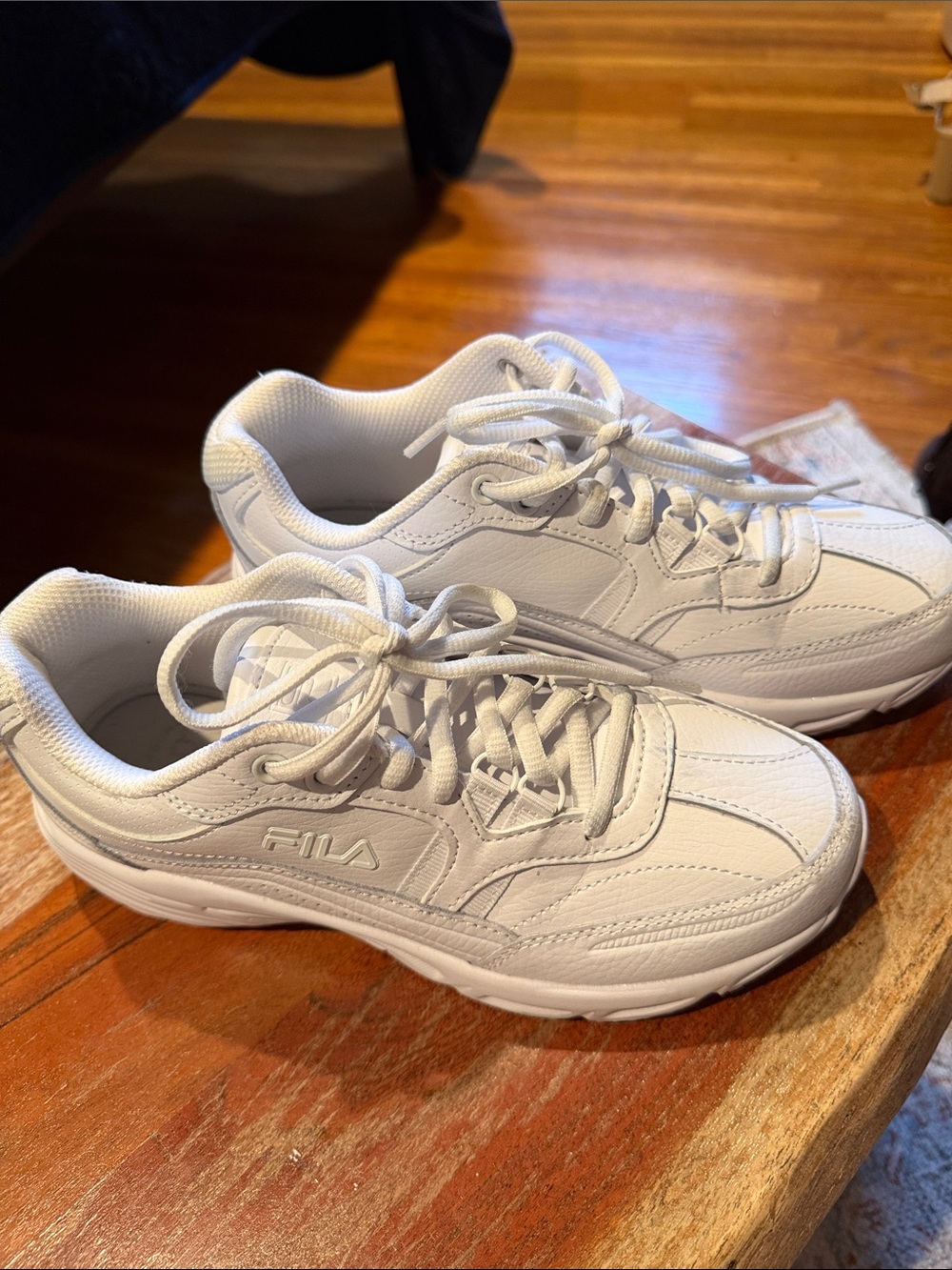 Fila All-White Leather Athletic Sneakers